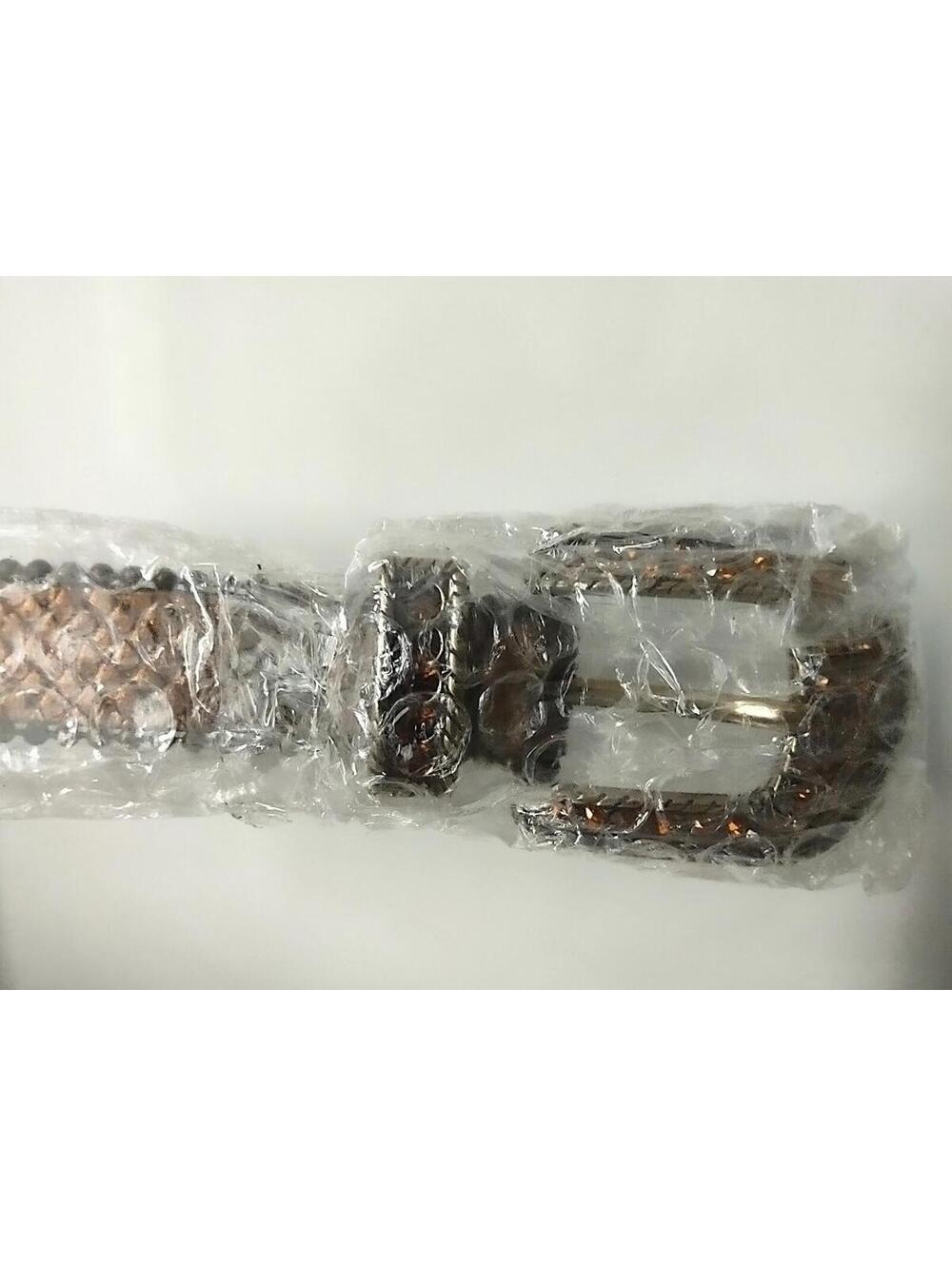 Rhinestone Studded Cache Belt Chain Ball Bronze Reptile Leather Snake SIZE LARGE - Picture 6 of 11
